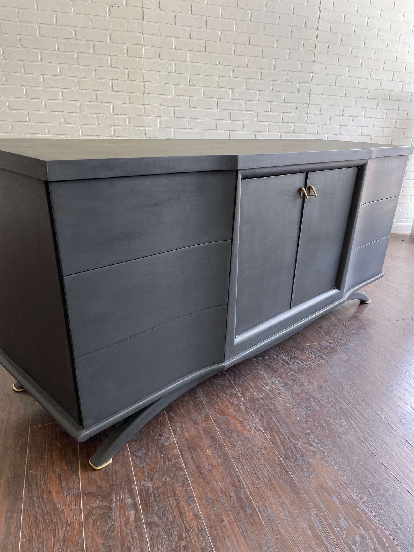 Vintage 9 Drawer MCM Design Sideboard - Charcoal