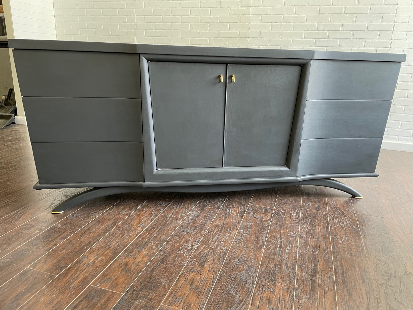 Vintage 9 Drawer MCM Design Sideboard - Charcoal