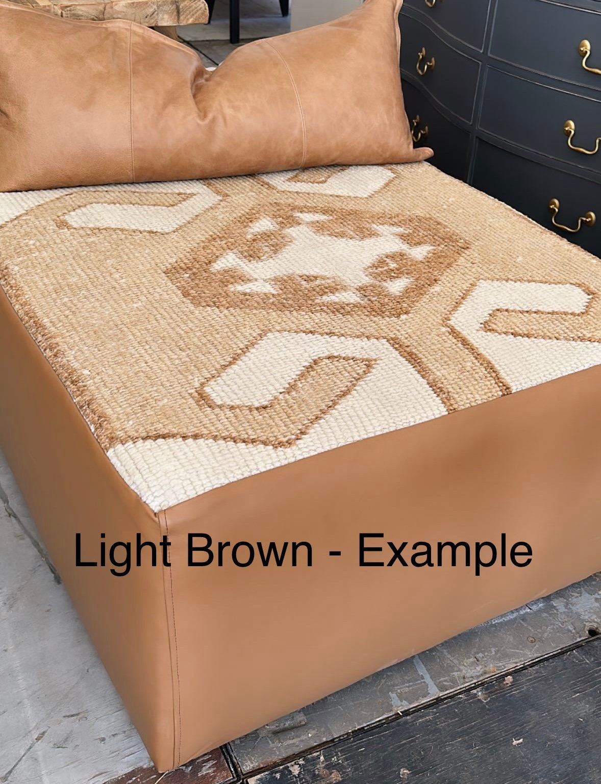 TK1001 - Customizable Vintage Rug Upholstered Ottoman - B