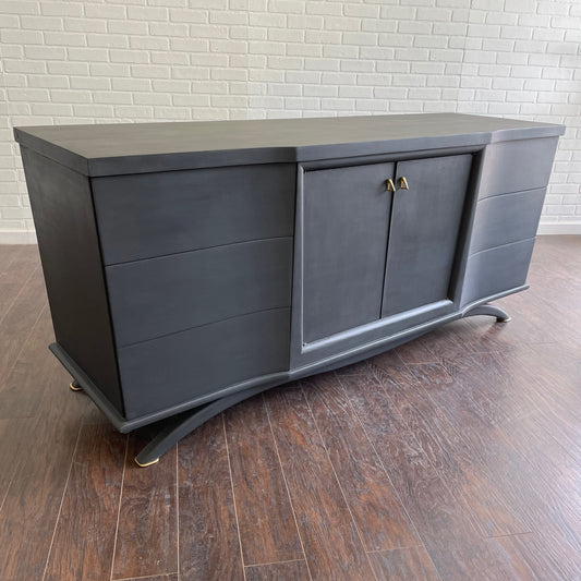 Vintage 9 Drawer MCM Design Sideboard - Charcoal