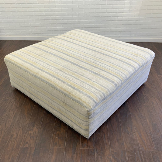 Handcrafted Vintage White Hemp Upholstered Ottoman - XL
