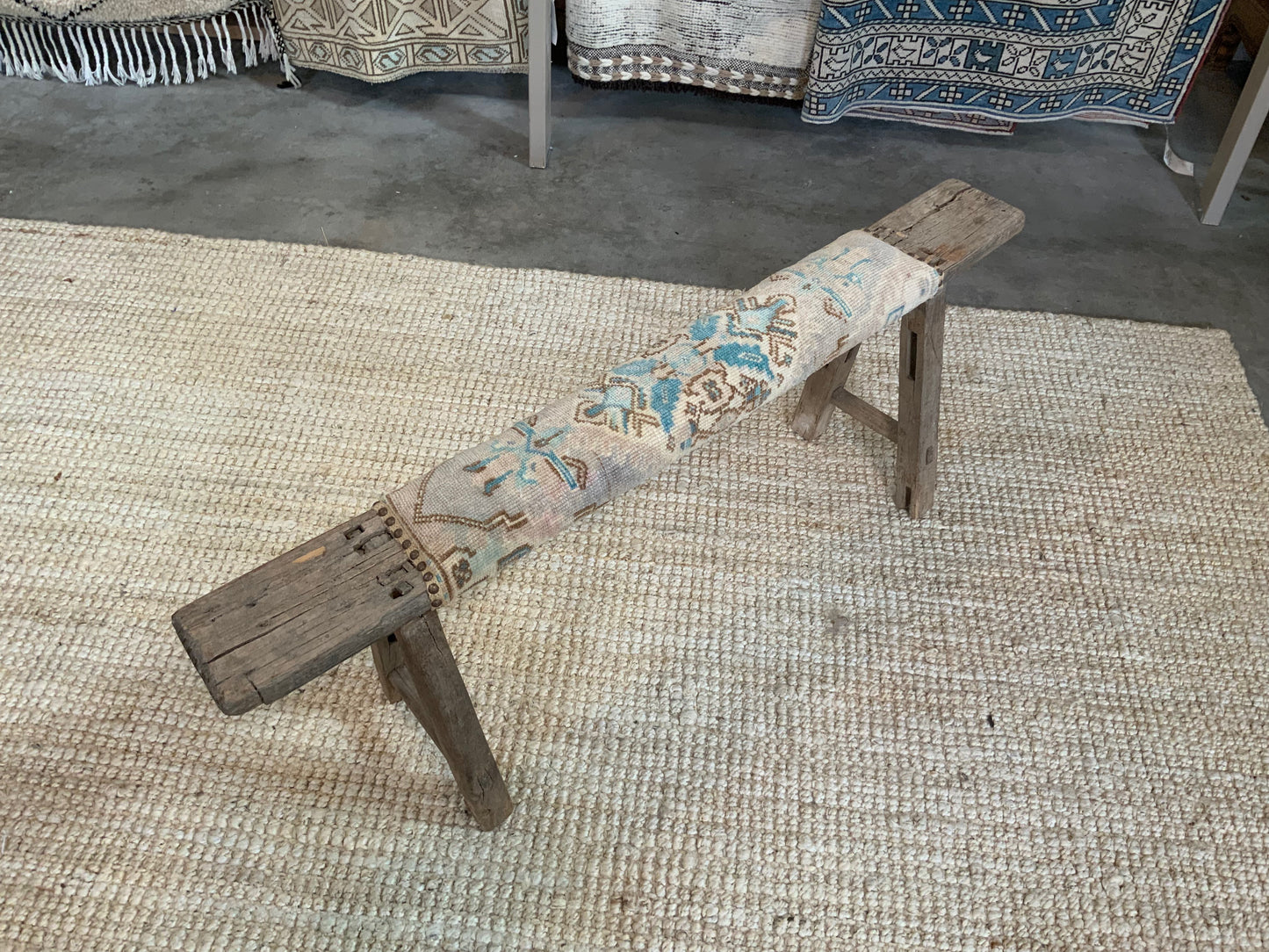 Vintage Turkish Upholstered Entryway Bench - CB301