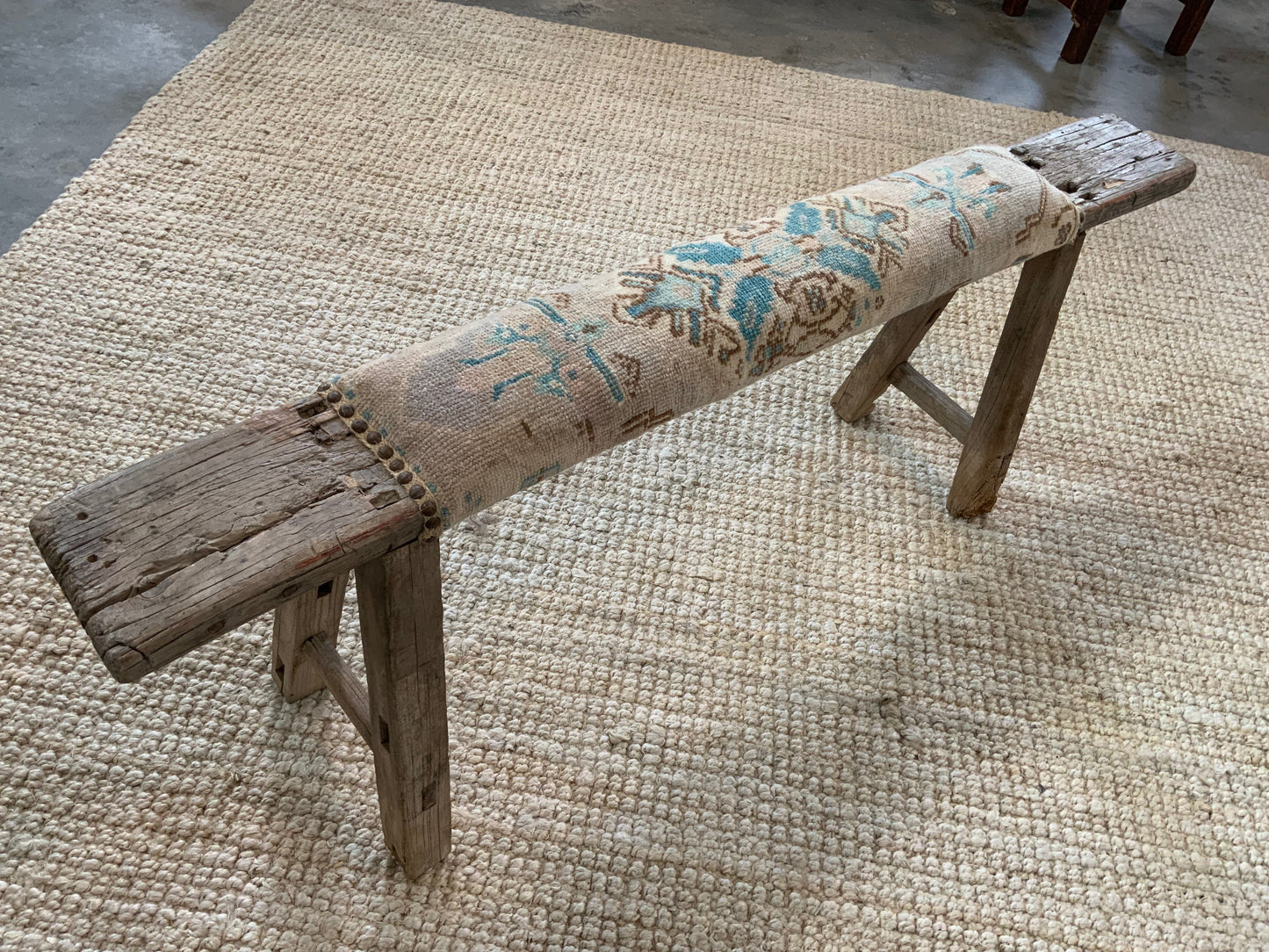 Vintage Turkish Upholstered Entryway Bench - CB301