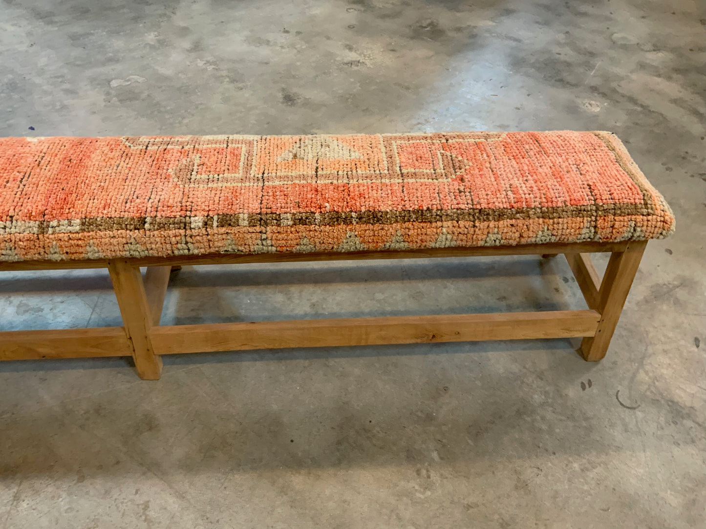LG - Vintage Rug Upholstered Bleached Wood Bench