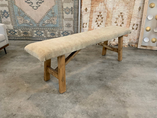 LG - Vintage Rug Upholstered Wood Bench