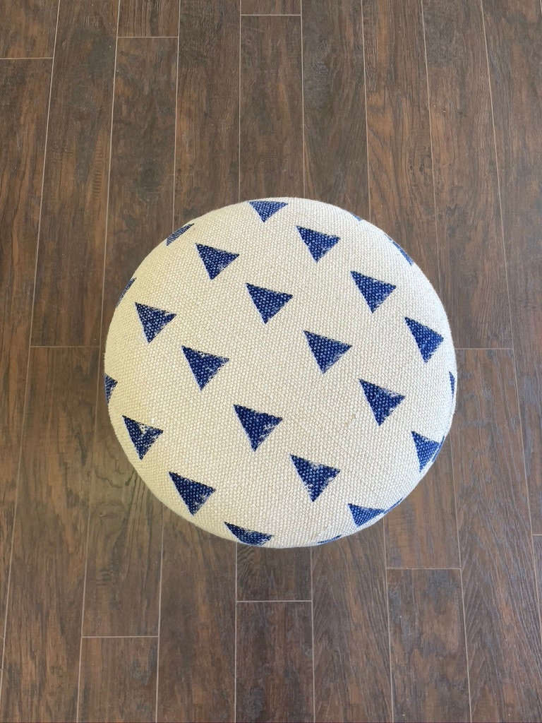 Round Wood Print Upholstered Ottoman - Med TOSS126