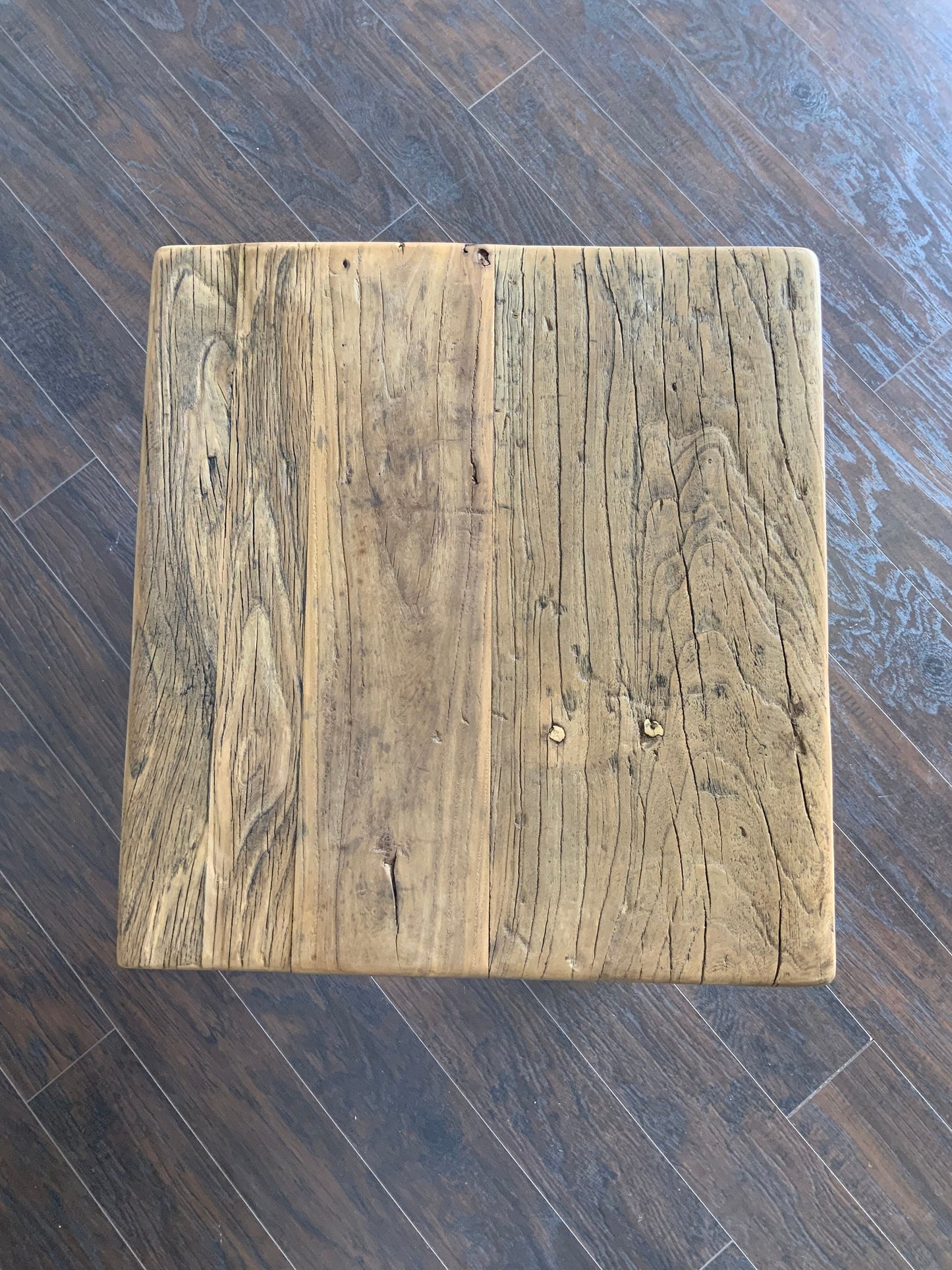 Reclaimed Elm Wood Square Side Table