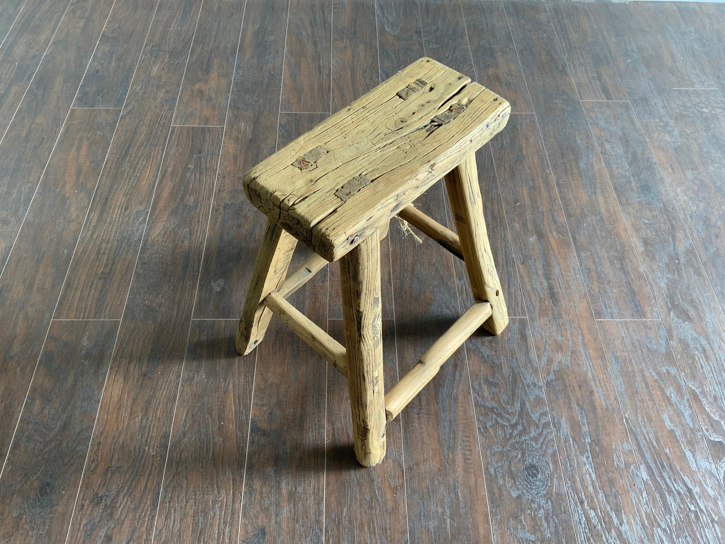 Vintage Reclaimed Elm Wood Seat