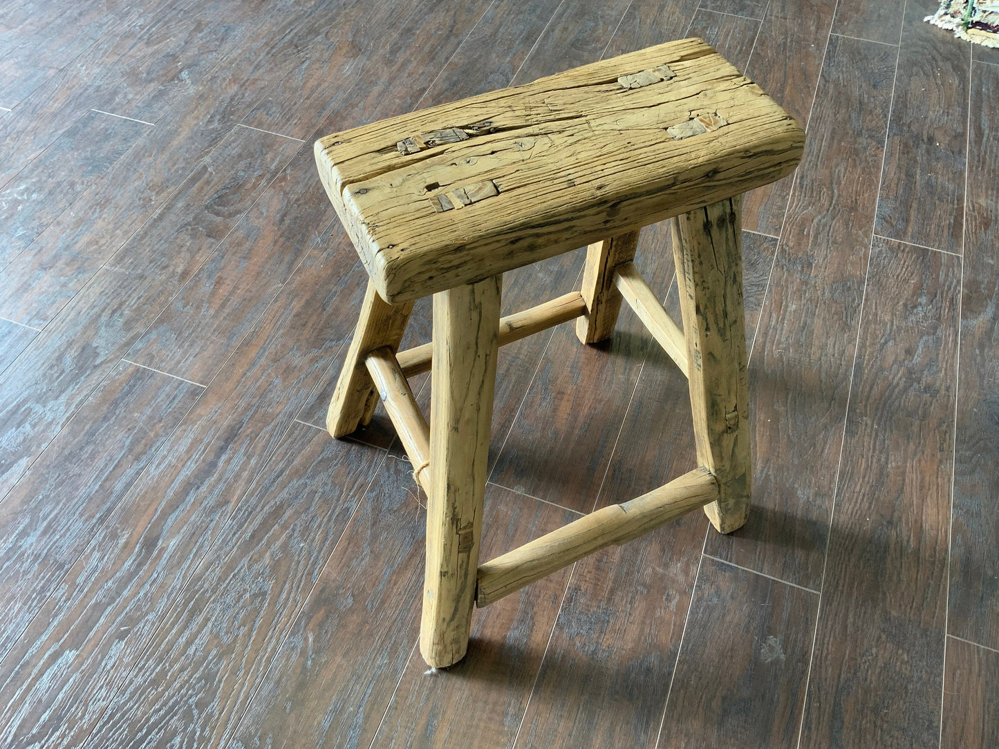 Vintage Reclaimed Elm Wood Seat