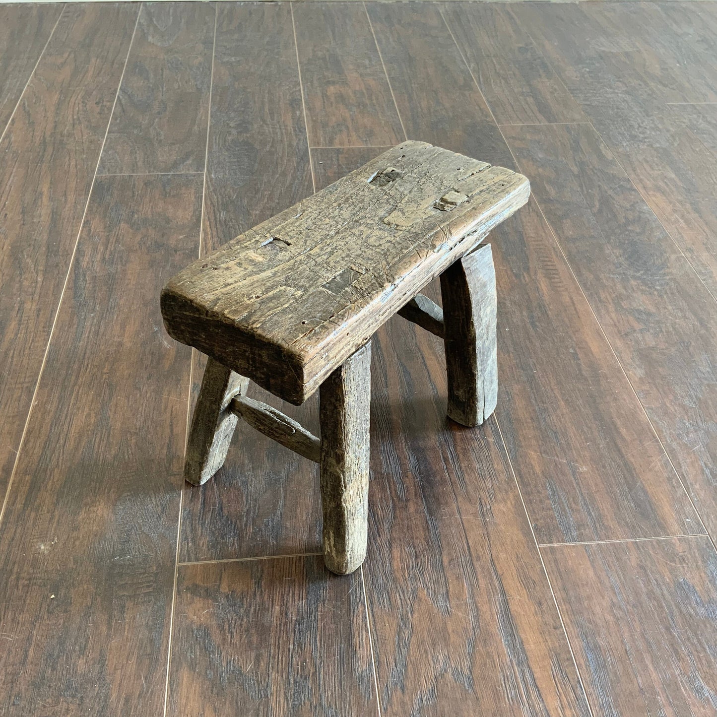 Vintage Reclaimed Elm Wood Mini Stool