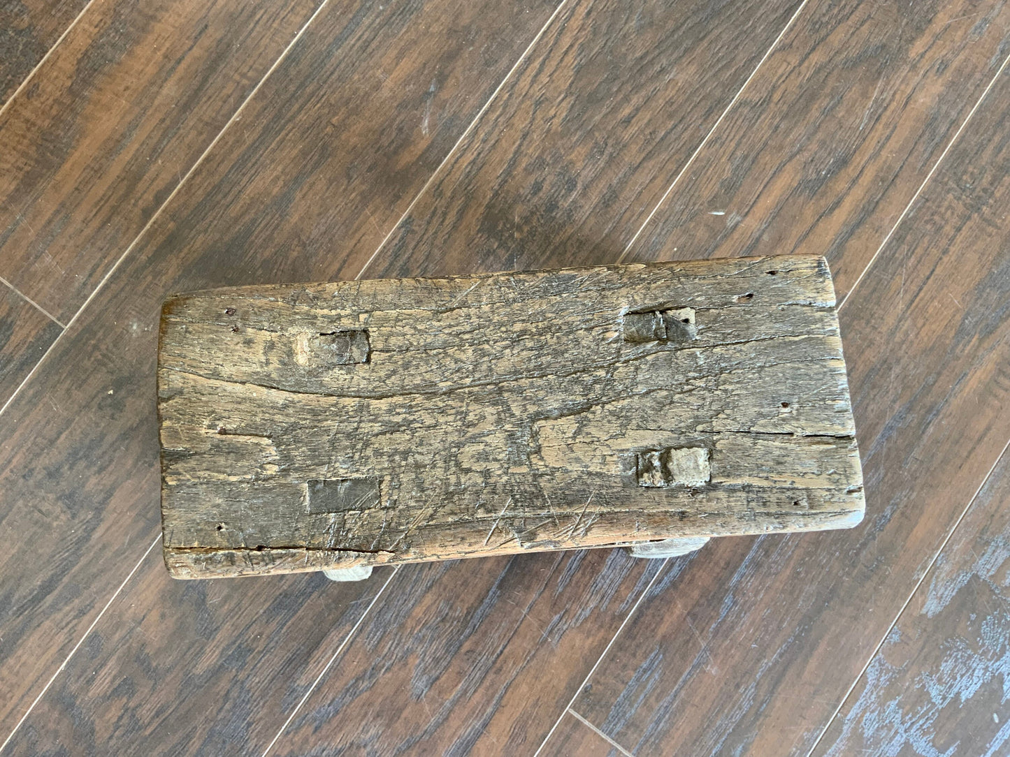 Vintage Reclaimed Elm Wood Mini Stool