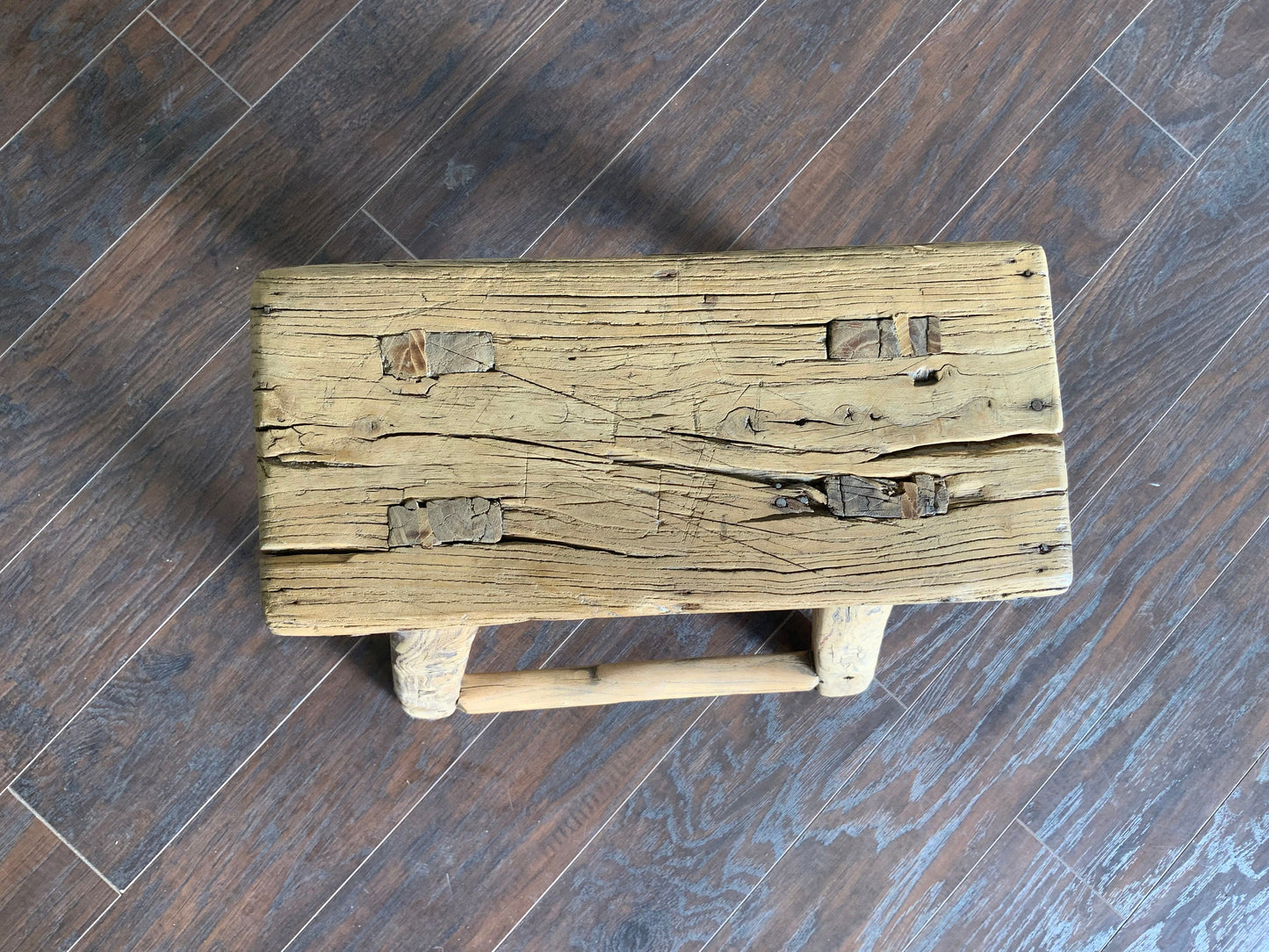 Vintage Reclaimed Elm Wood Seat