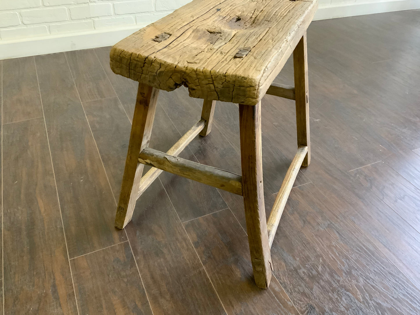 Vintage Reclaimed Elm Wood Seat