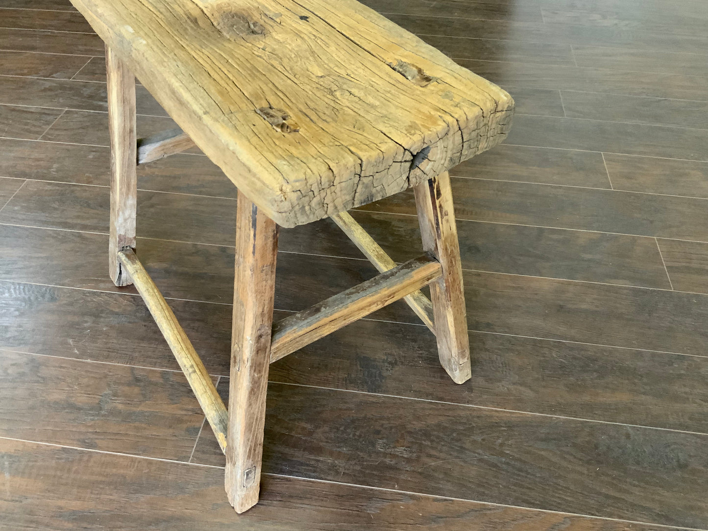 Vintage Reclaimed Elm Wood Seat