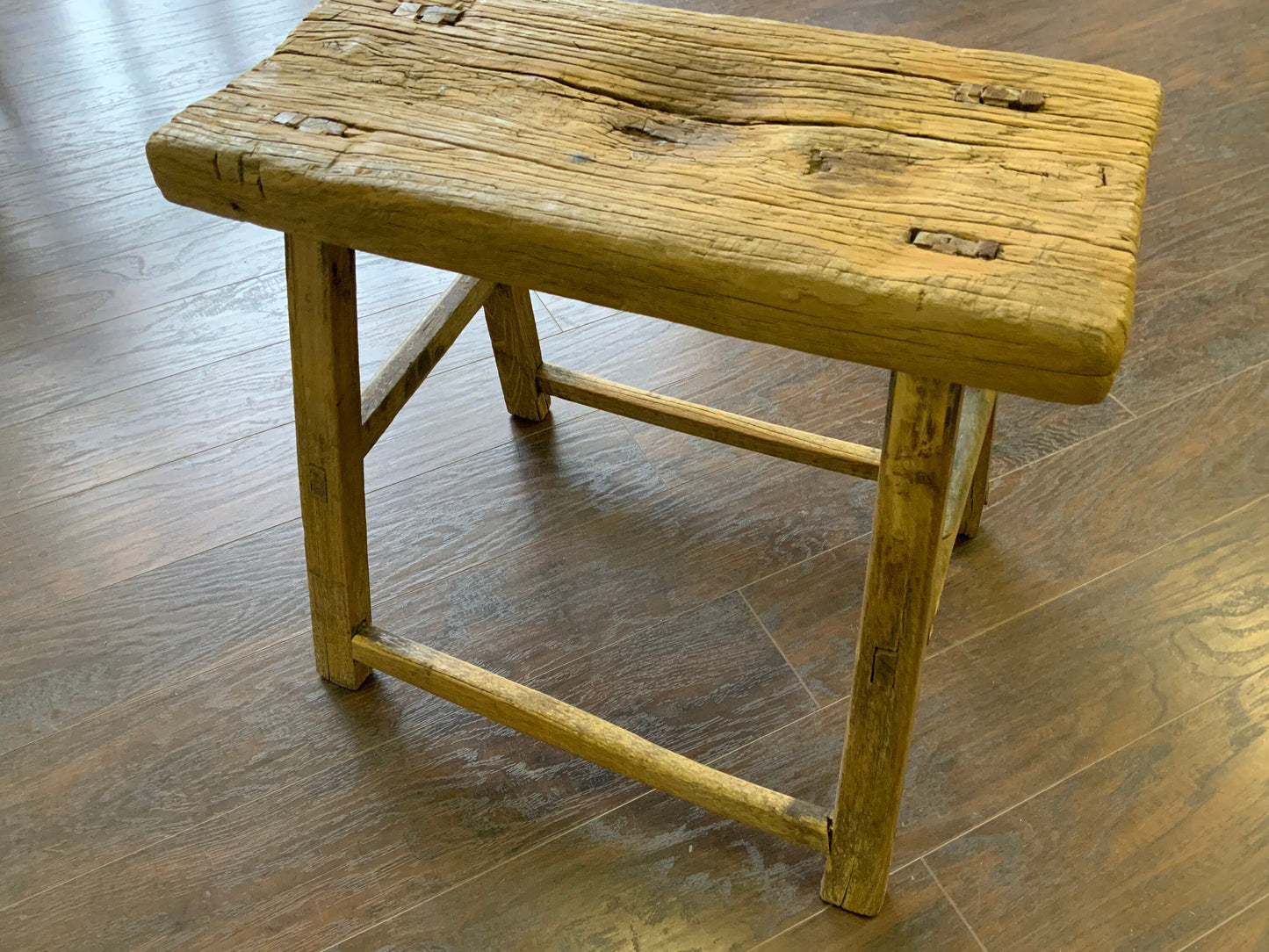 Vintage Reclaimed Elm Wood Seat