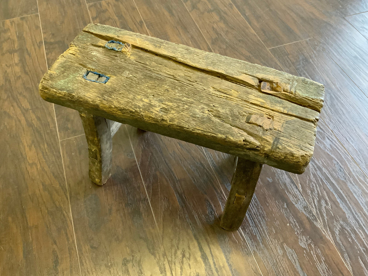 Vintage Reclaimed Elm Wood Mini Stool