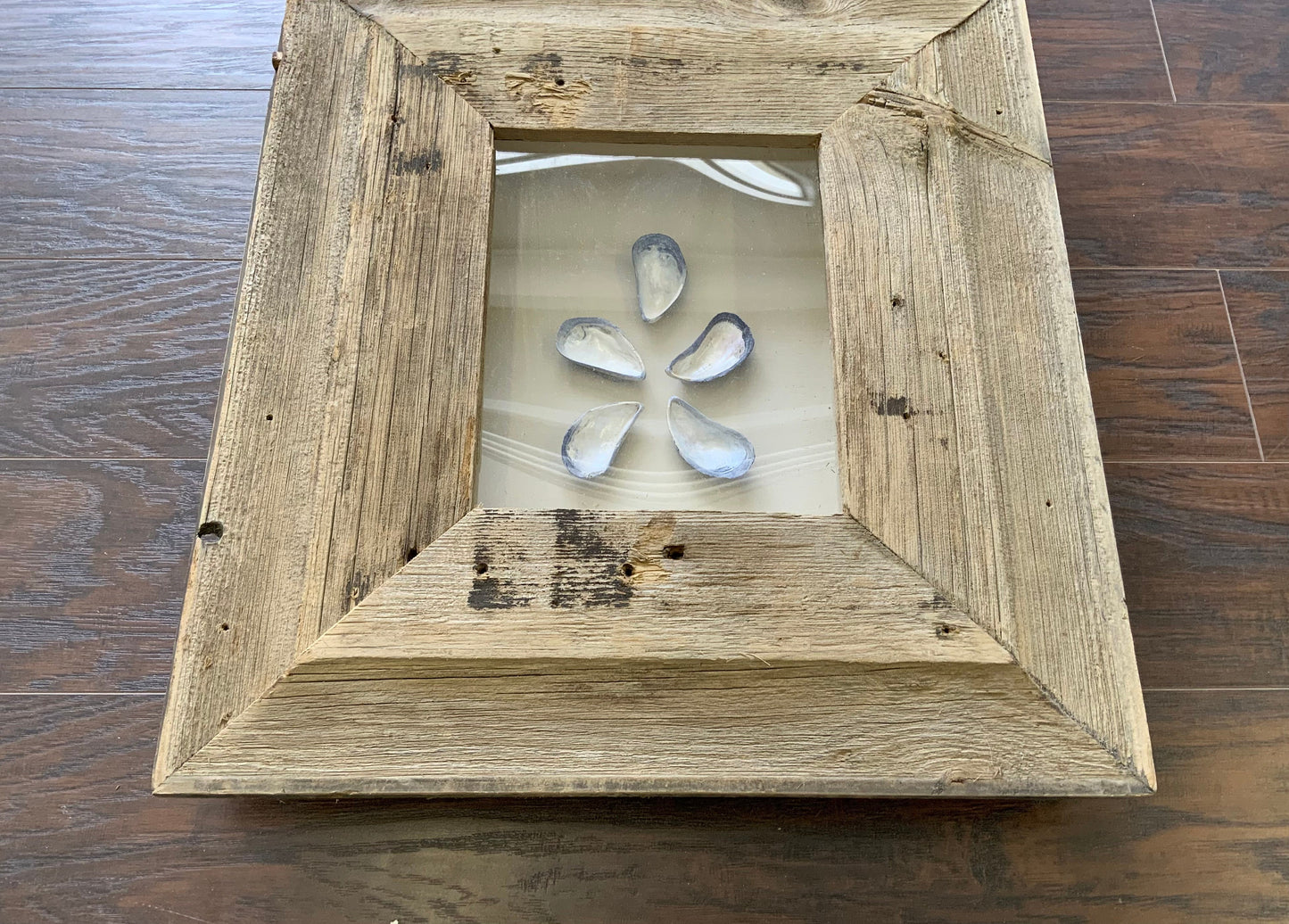 SM - Rectangle Natural Wood Shadow Box - 18” x 20” - Mussels