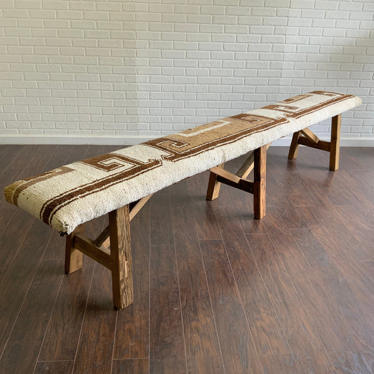 XL - Vintage Rug Upholstered Wood Bench