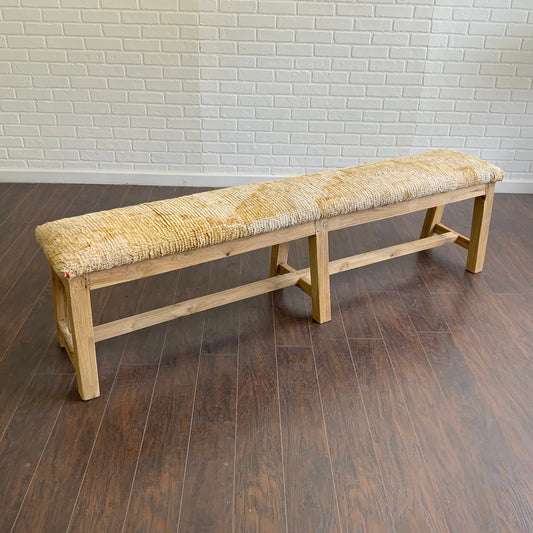 LG - Vintage Rug Upholstered Bleached Wood Bench