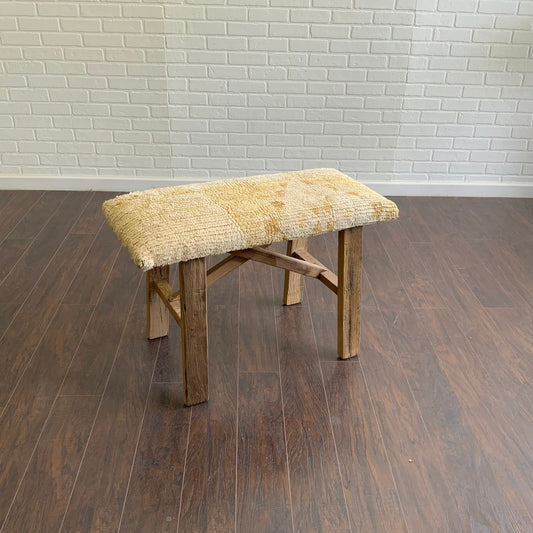 Med - Vintage Rug Upholstered Wood Bench