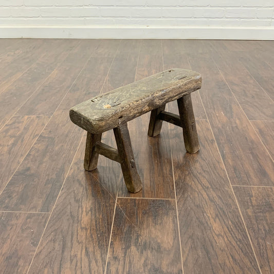 Vintage Reclaimed Elm Wood Mini Stool