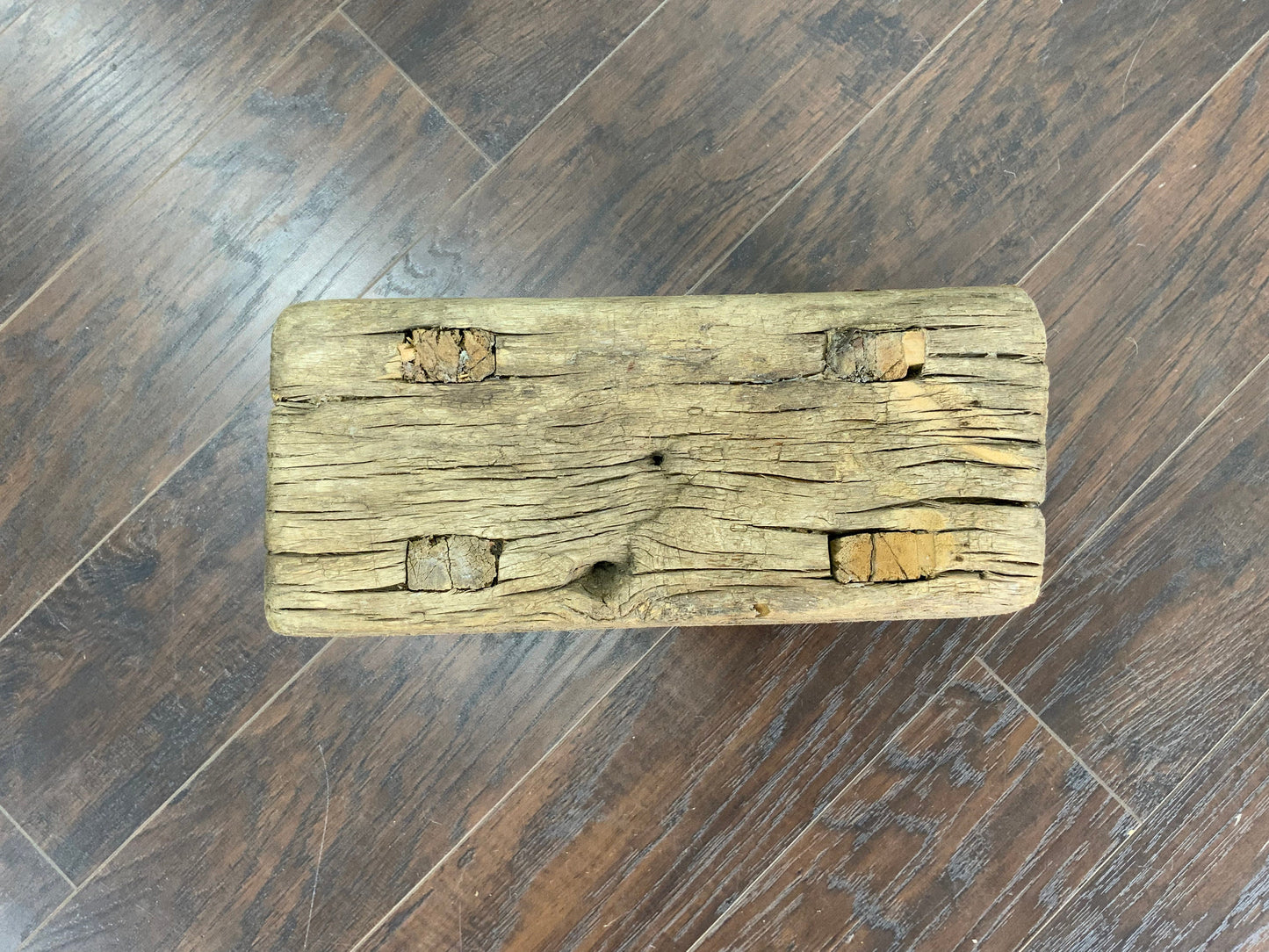 Vintage Reclaimed Elm Wood Mini Stool