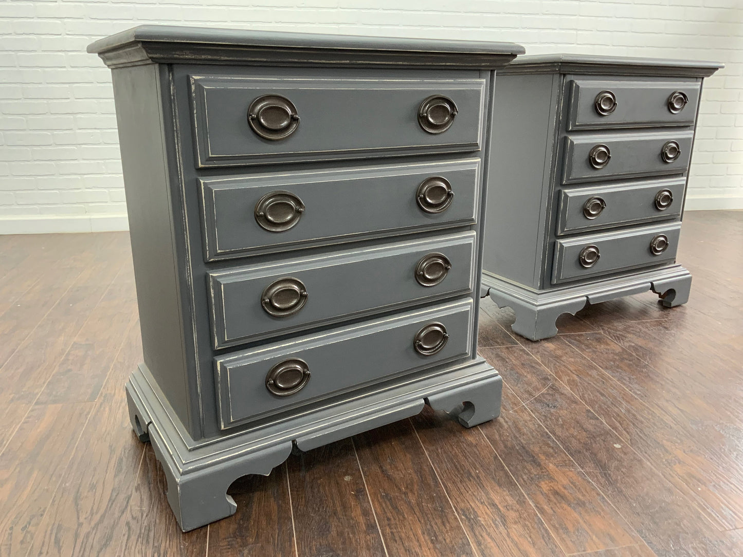 Vintage Pair of Bachelor Chests - Slate