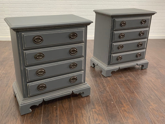 Vintage Pair of Bachelor Chests - Slate