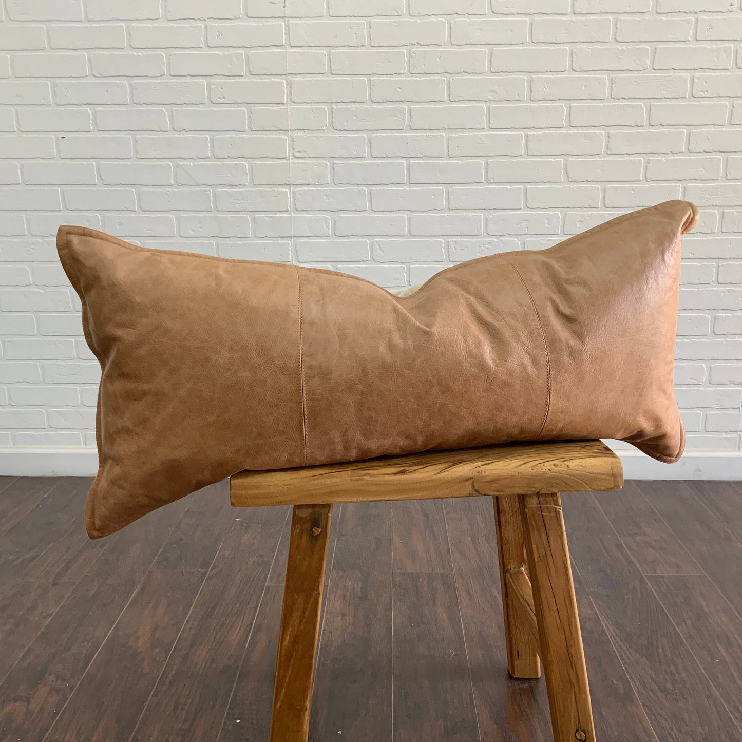 Leather Lumbar Pillow XL - Cognac - 14” x 36”