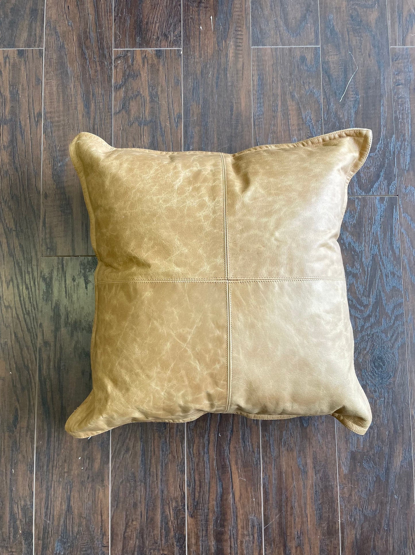 Leather Pillow - Cognac - 20” x 20”