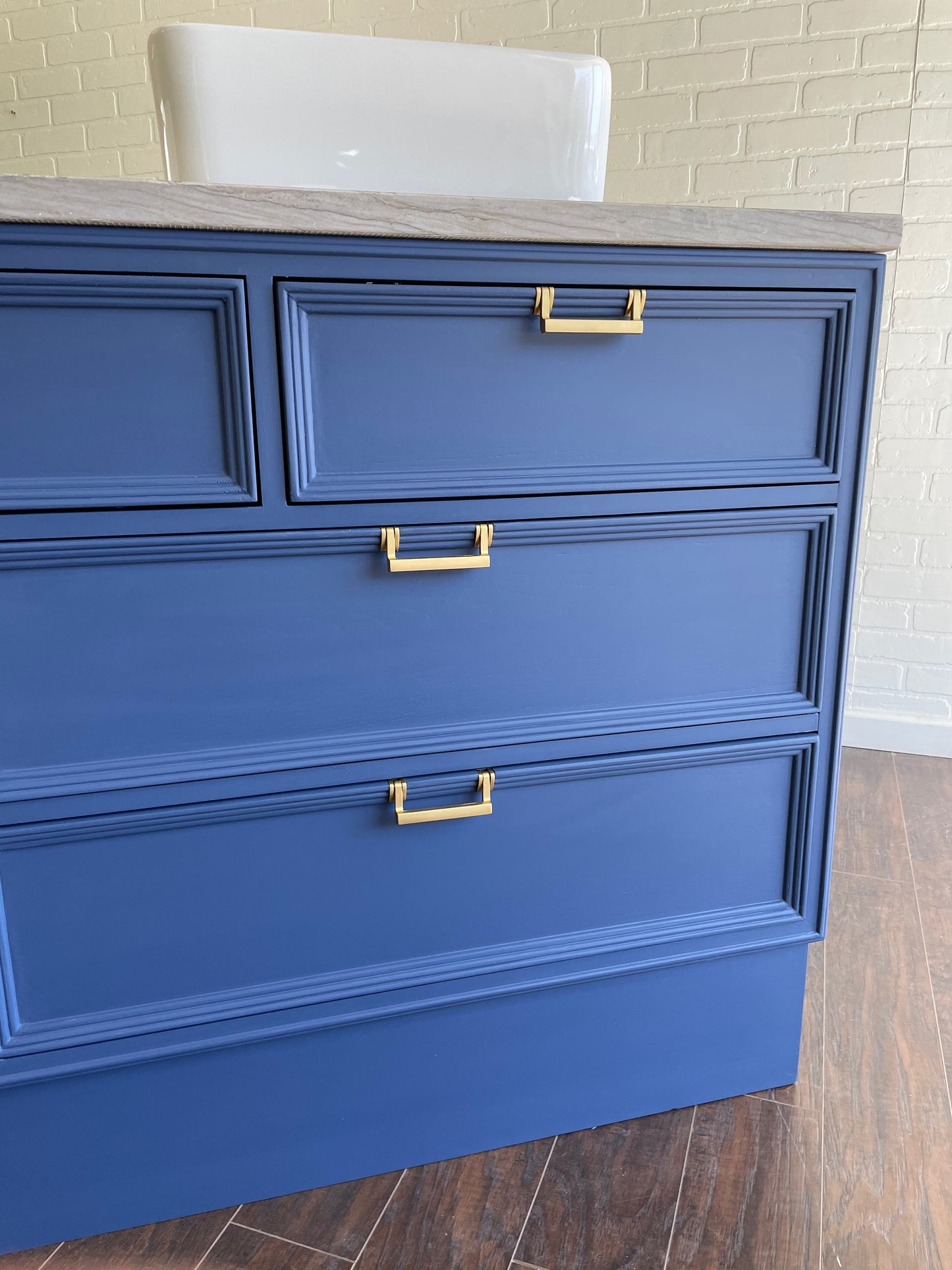 Vintage 7 Drawer MCM Design Bathroom Vanity - Cobalt Blue