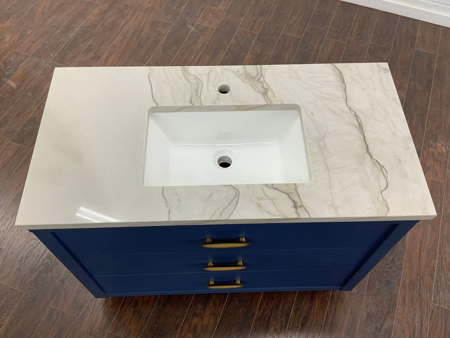 Vintage 3 Drawer MCM Design Bathroom Vanity - Cobalt Blue