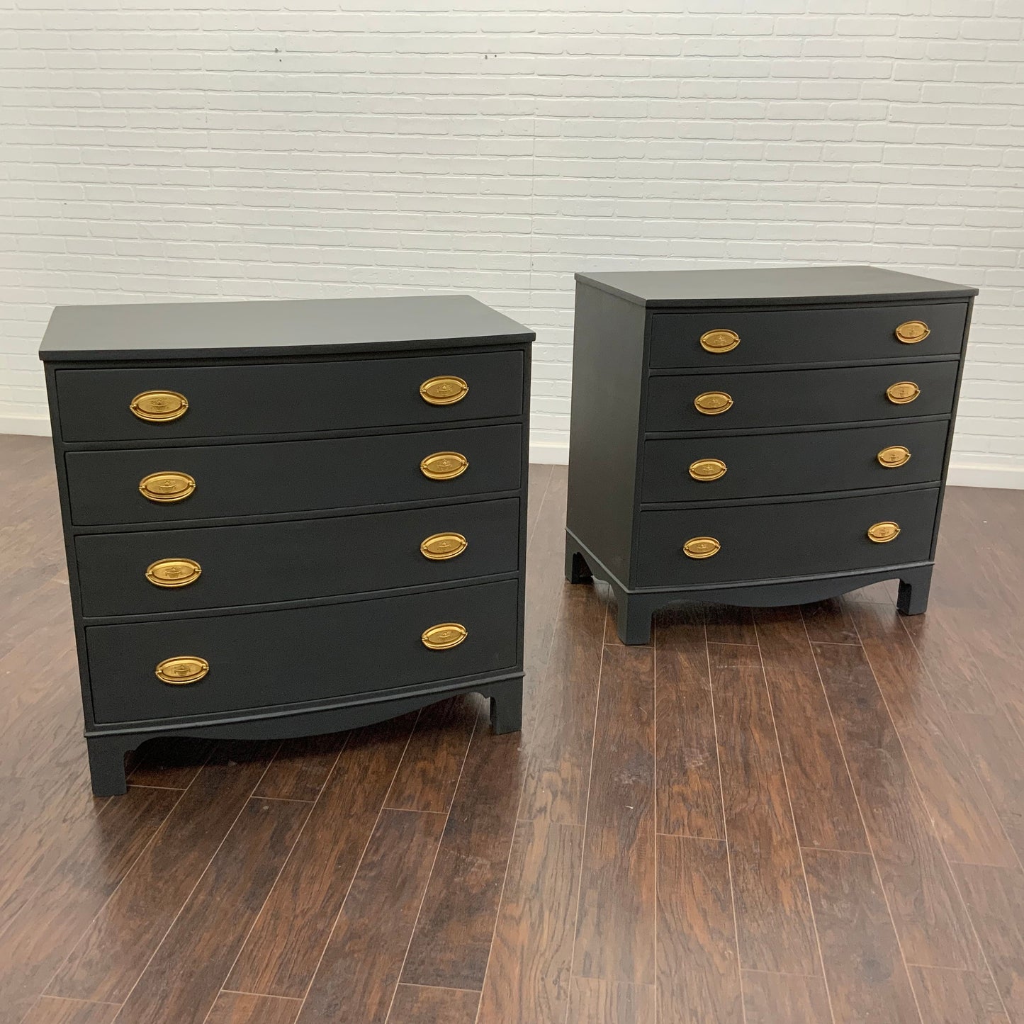 Vintage Pair of Traditional Bachelor Chests - Charcoal