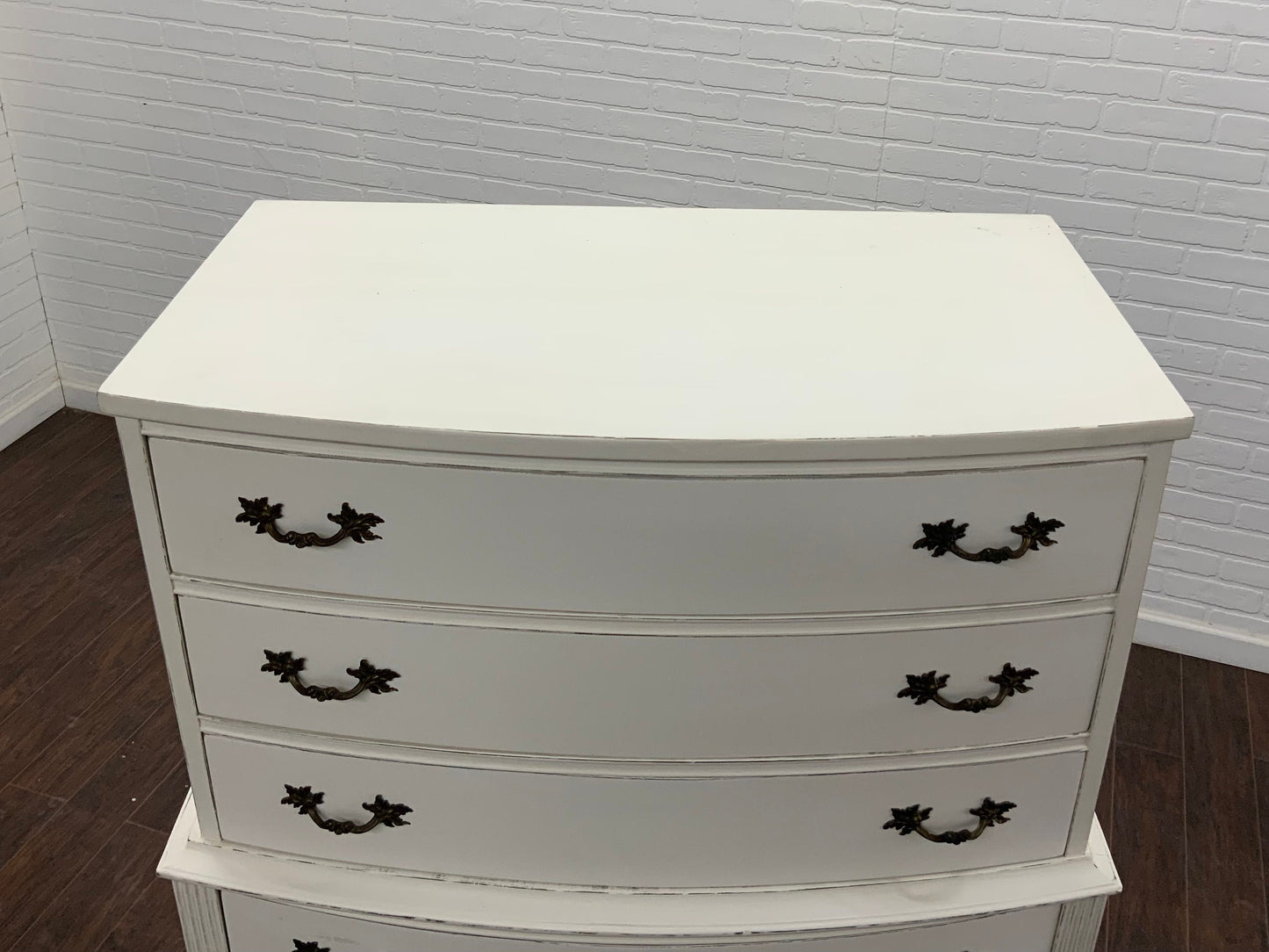 Vintage Traditional Tall Chest of Drawers - White