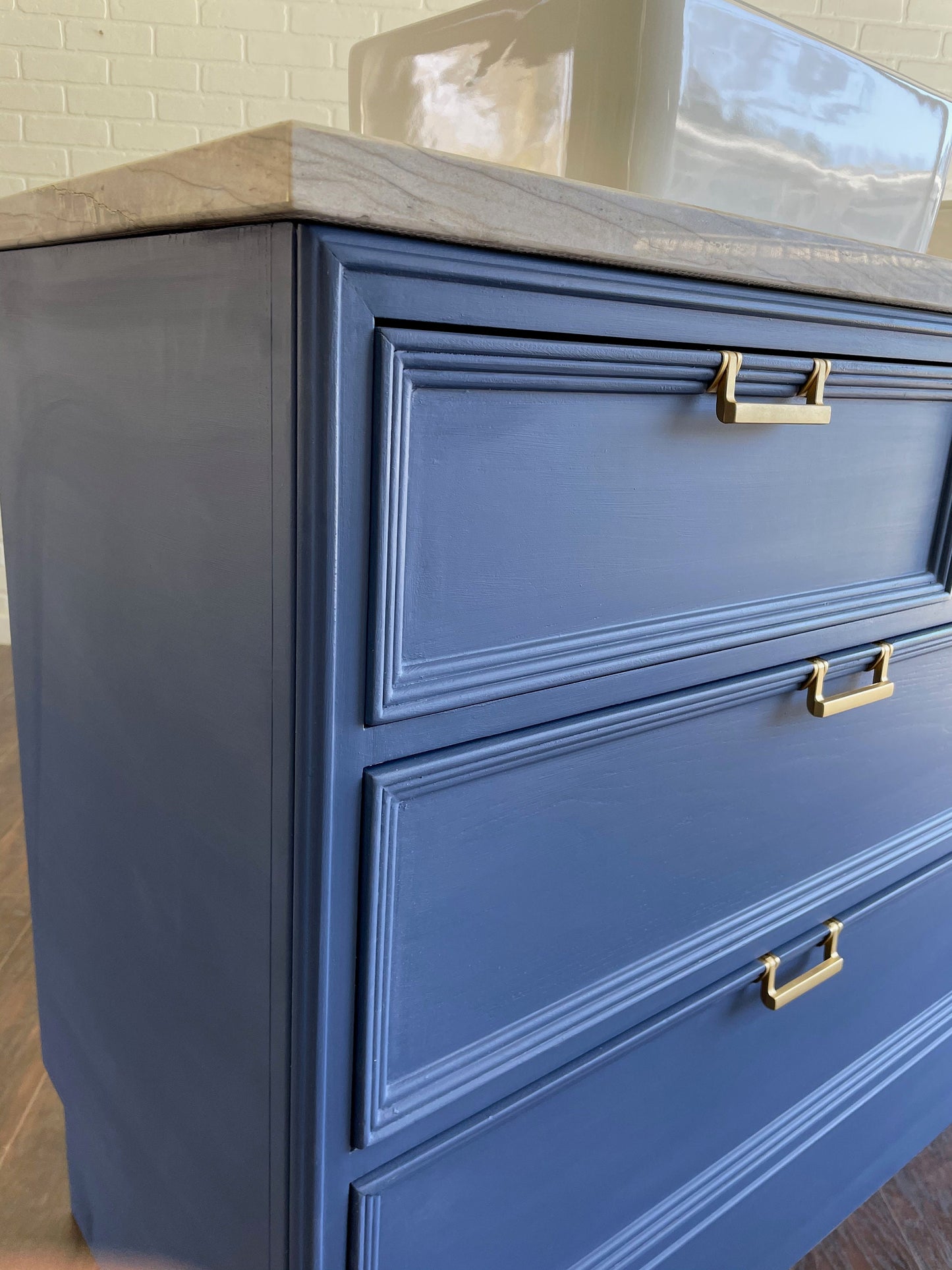 Vintage 7 Drawer MCM Design Bathroom Vanity - Cobalt Blue