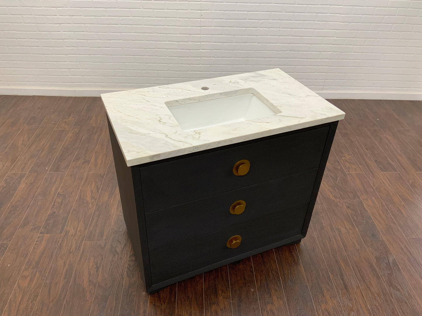 Vintage 3 Drawer MCM Design Bathroom Vanity - Charcoal