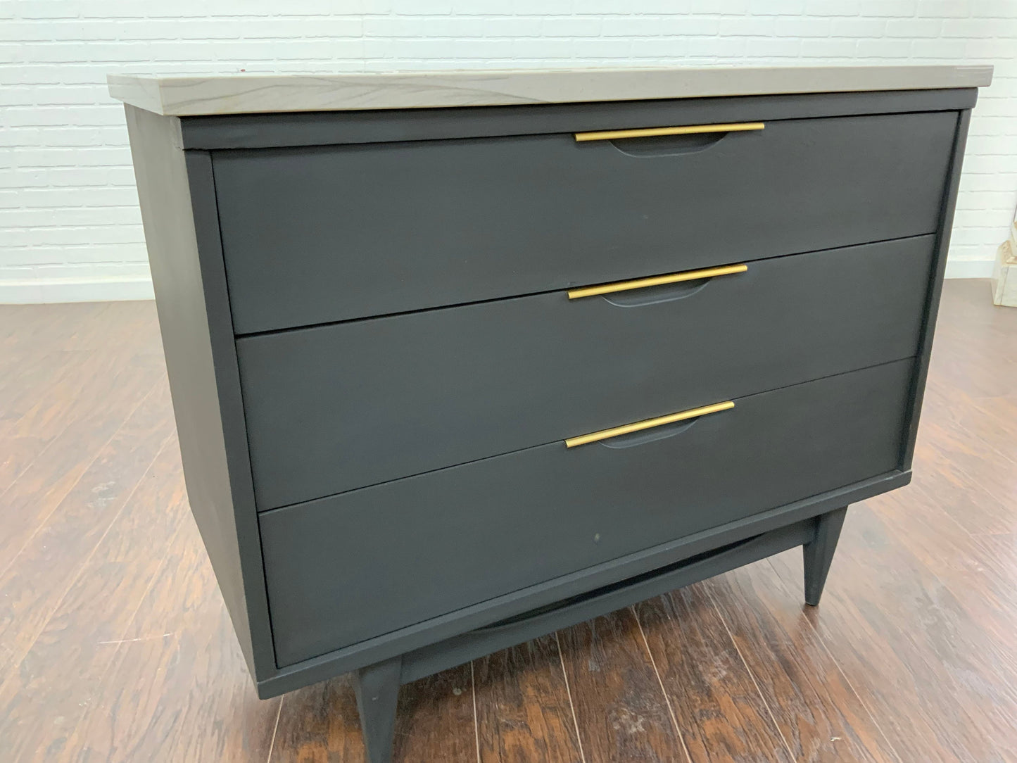 Vintage 3 Drawer MCM Design Bathroom Vanity - Charcoal