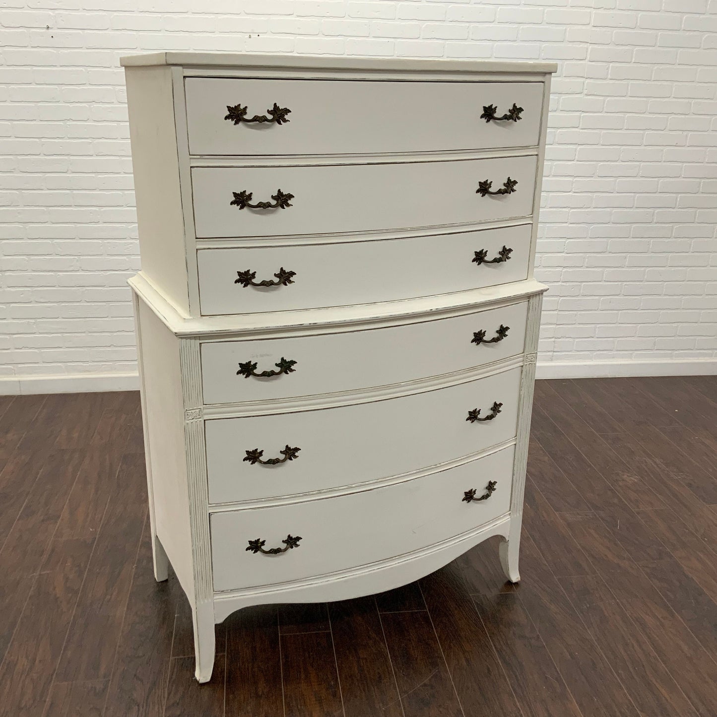 Vintage Traditional Tall Chest of Drawers - White