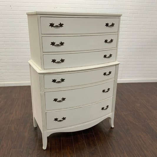 Vintage Traditional Tall Chest of Drawers - White