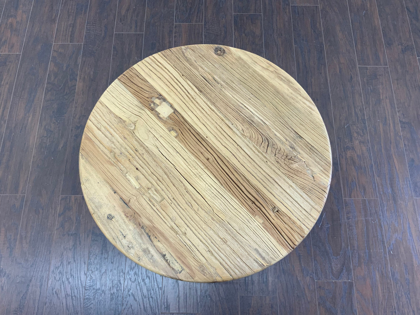 Reclaimed Elm Wood Round Side Table