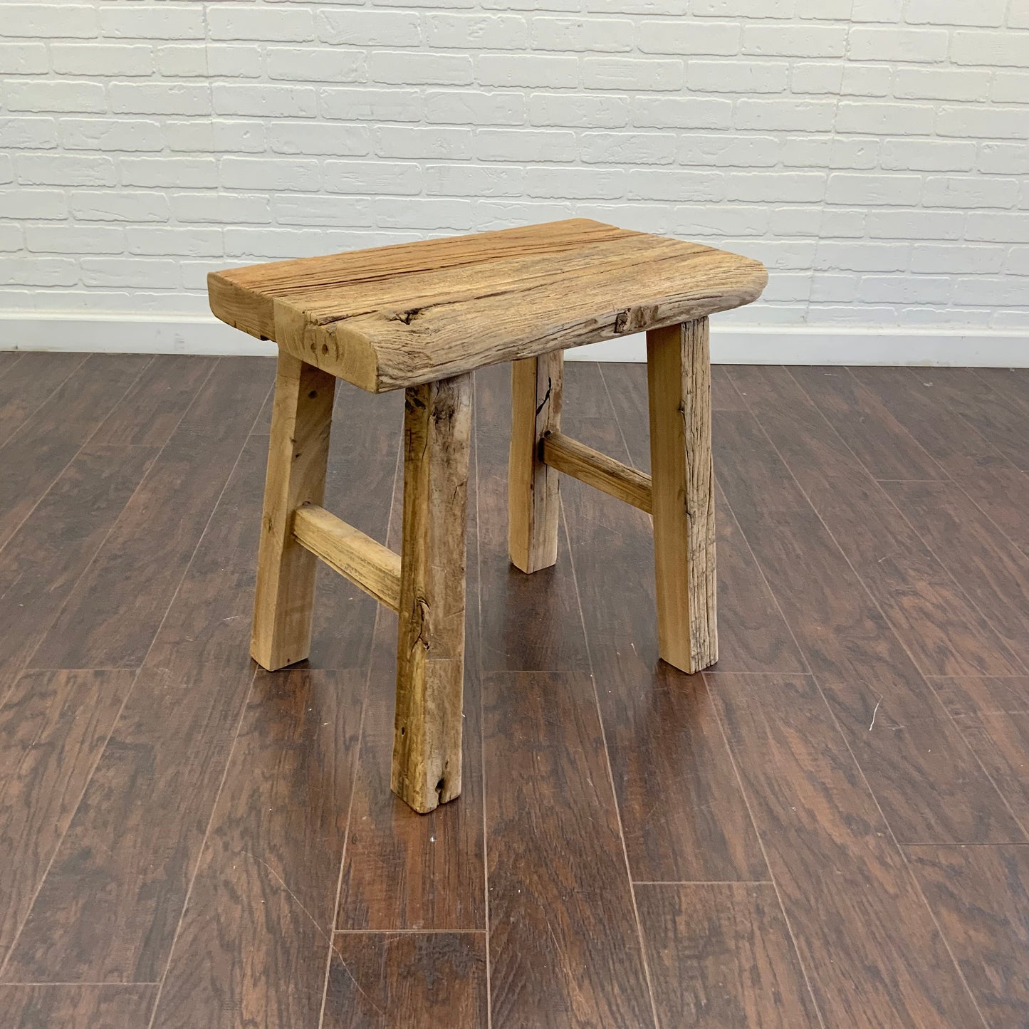 Reclaimed Elm Wood Rectangular A Frame Side Table/Stool