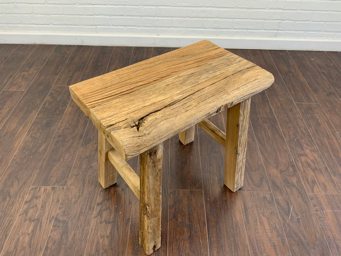 Reclaimed Elm Wood Rectangular A Frame Side Table/Stool
