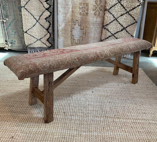 LG - Vintage Rug Upholstered Wood Bench