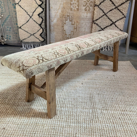 LG - Vintage Rug Upholstered Wood Bench