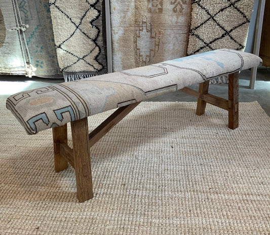 LG - Vintage Rug Upholstered Wood Bench